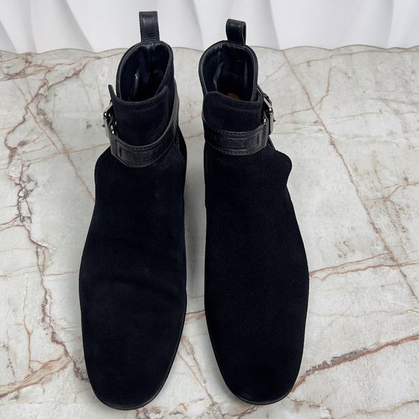 LV Monogram Ankle Boots Strap Black Suede
