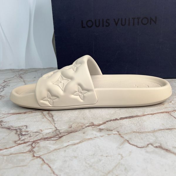 Waterfront Monogram Embossed Sandals Beige Rubber