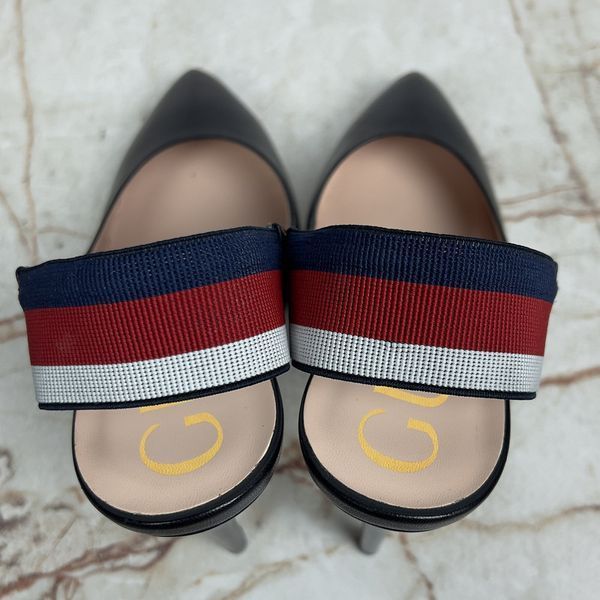 Sylvie Malaga Stripe Pumps High Heels Black Leather