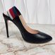 Sylvie Malaga Stripe Pumps High Heels Black Leather