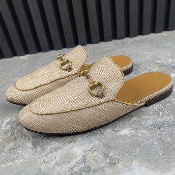 Princetown Mule Beige Raffia Snakeskin Leather