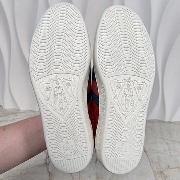 Ace Web GG Monogram Low Top Sneakers Red Leather