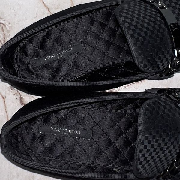 Chain Damier Loafer Black Satin