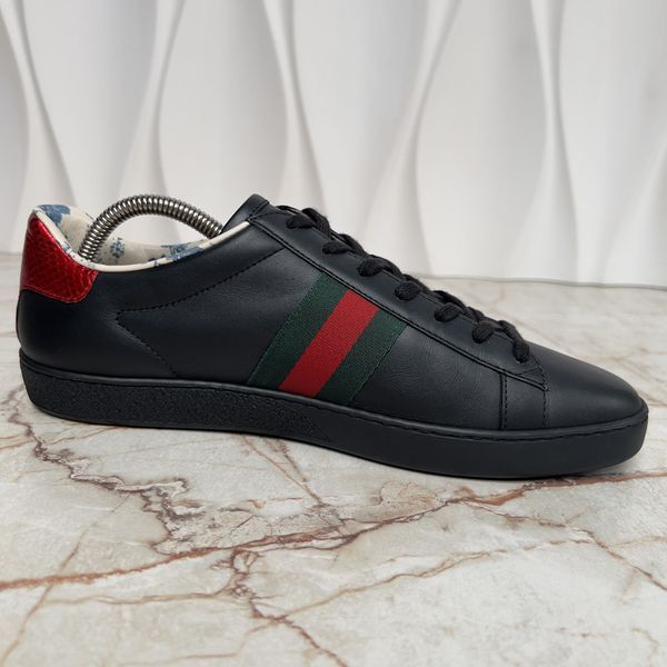 Gucci x Sega Ace Ayers Web Guccy кросівки чорні шкіряні принтовані 2158 фото