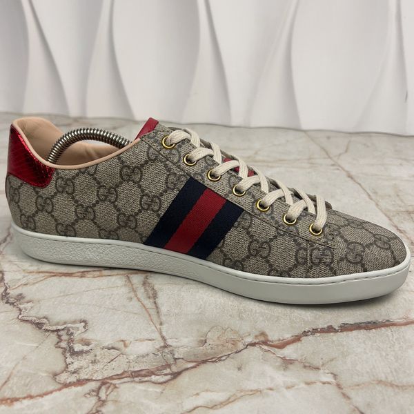 ACE Supreme GG Canvas Python Beige Leather Sneakers