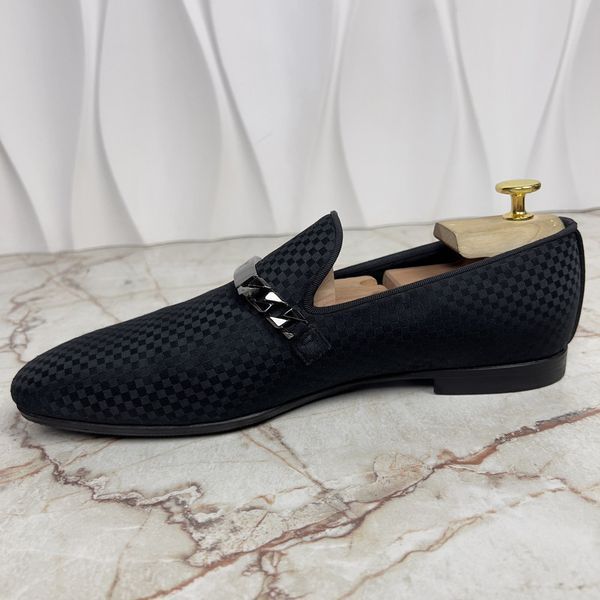 Chain Damier Loafer Black Satin