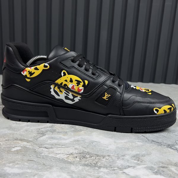 LV & Nigo collaboration Trainer Tiger кросівки чорні шкіряні 3168 фото