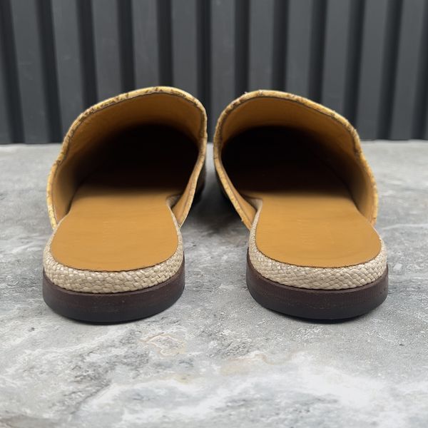 Princetown Mule Beige Raffia Snakeskin Leather