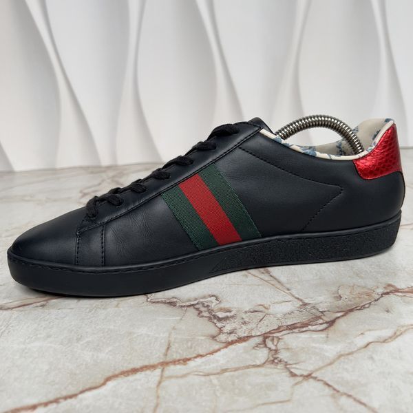 Gucci x Sega Ace Ayers Web Guccy кросівки чорні шкіряні принтовані 2158 фото