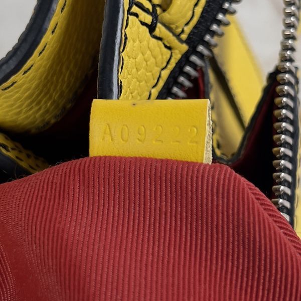 Ninon de Lancel Handbag Flap Bag Yellow Grained Leather Size M