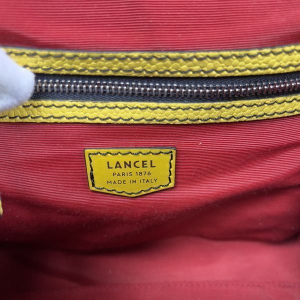 Ninon de Lancel Handbag Flap Bag Yellow Grained Leather Size M