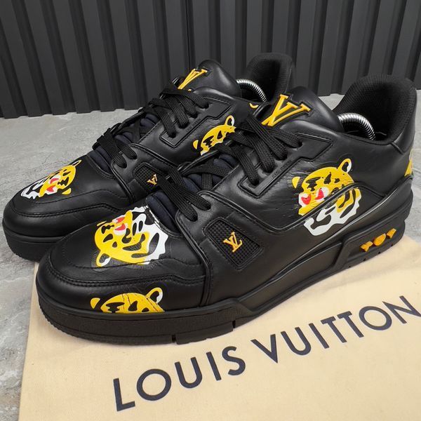 LV & Nigo collaboration Trainer Tiger кросівки чорні шкіряні 3168 фото