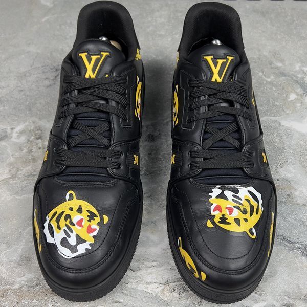 LV & Nigo collaboration Trainer Tiger кросівки чорні шкіряні 3168 фото