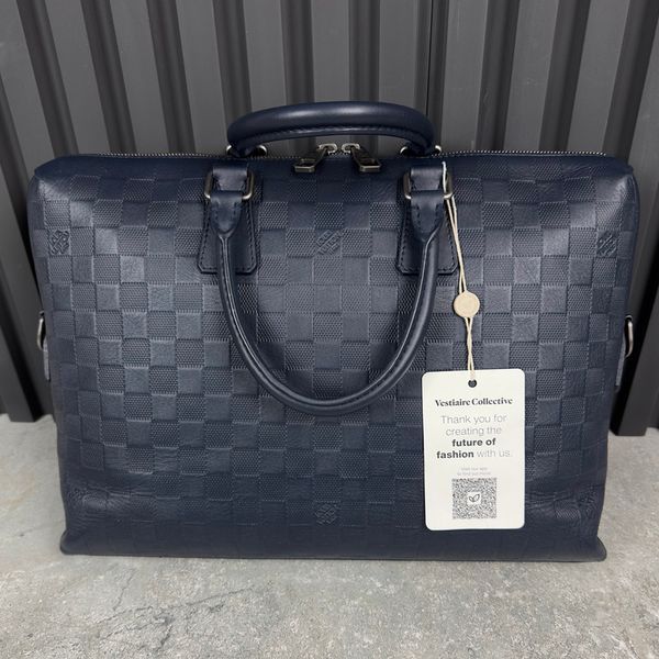 Porte Document Damier сумка синя шкіряна LV02 фото