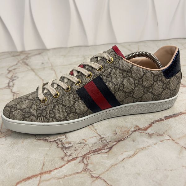 ACE Supreme GG Canvas Python Beige Leather Sneakers