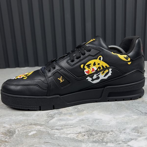 LV & Nigo collaboration Trainer Tiger кросівки чорні шкіряні 3168 фото