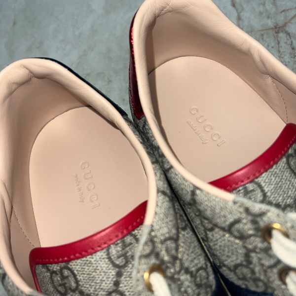 ACE Supreme GG Canvas Python Beige Leather Sneakers