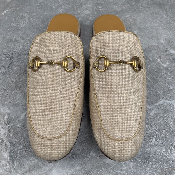 Princetown Mule Beige Raffia Snakeskin Leather