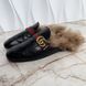 Donnie Web Double G Buckle Fur Mule Leather