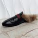 Donnie Web Double G Buckle Fur Mule Leather