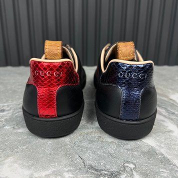 Ace Sneakers Web Bees Embroidered Black Leather