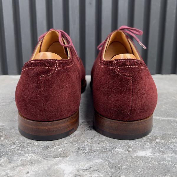 Cardiff Dress Shoes Brogue Perforated Cap Toe Red Suede