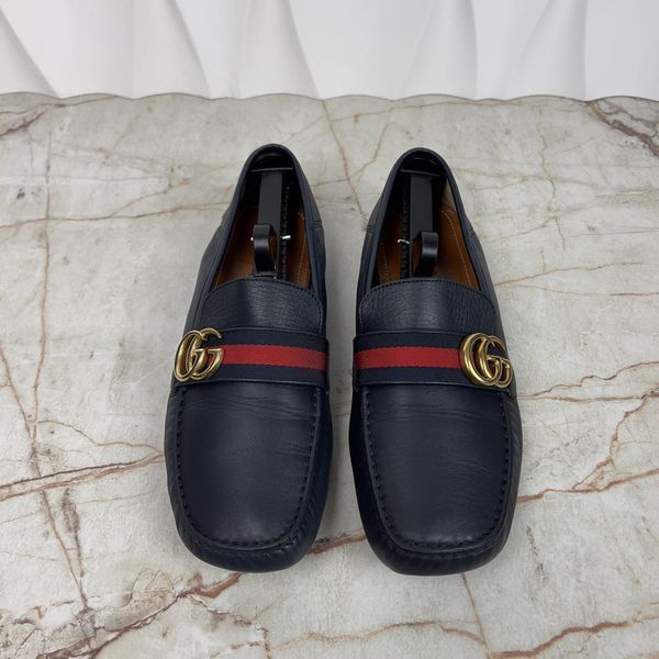 Marmont GG Web Driving Moccasin Blue Leather