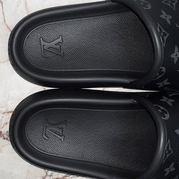 Waterfront Mule Monogram Slide Black