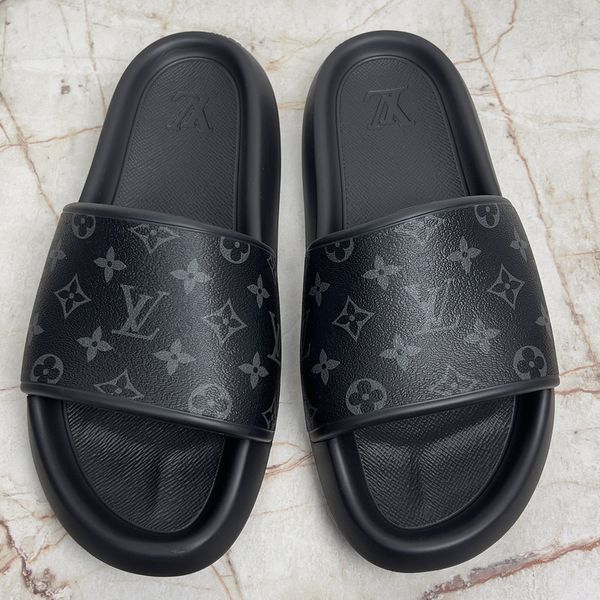 Waterfront Mule Monogram Slide Black