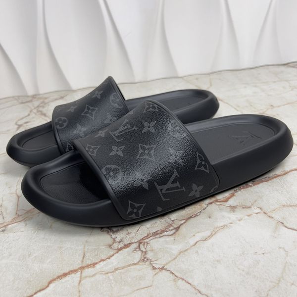 Waterfront Mule Monogram Slide Black
