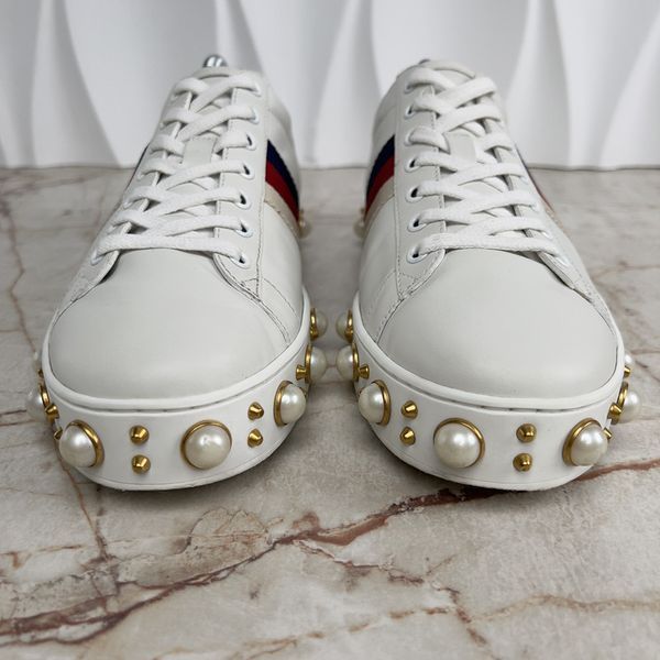 Ace Web Pearl Studded кросівки білі шкіряні з вставками зі шкіри пітона 3883 фото