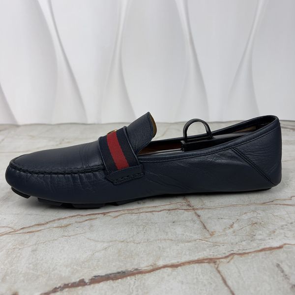 Marmont GG Web Driving Moccasin Blue Leather