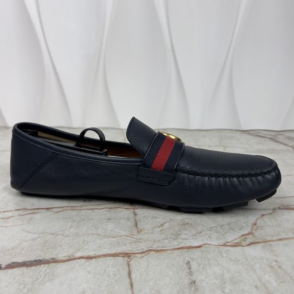 Marmont GG Web Driving Moccasin Blue Leather