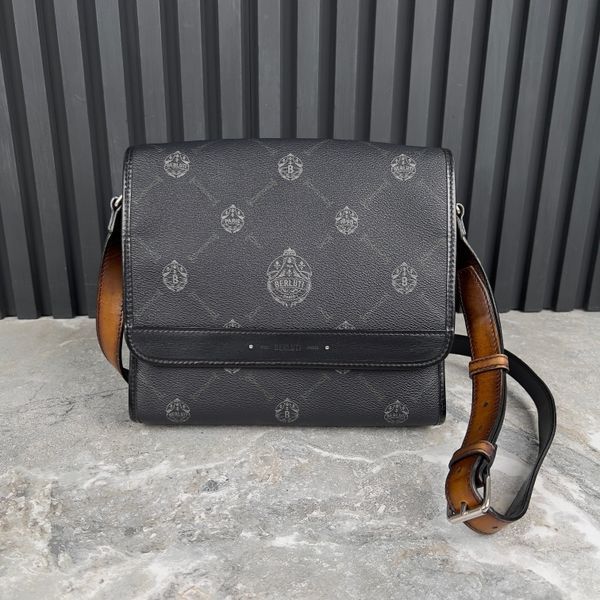 PM Flaneur Crossbody Messenger Leather Signature Canvas With Handmade Keyholder