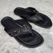 Thong Sandals Logo Black Leather
