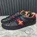 Ace Sneakers Web Bees Embroidered Black Leather
