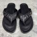 Thong Sandals Logo Black Leather