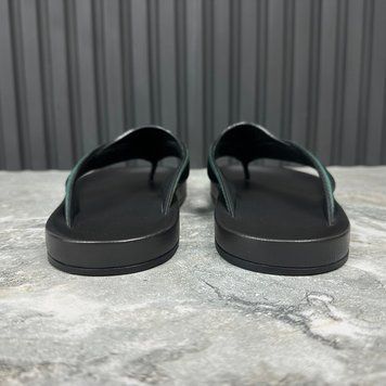 Thong Taiga Logo Sandals Black Leather