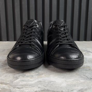 Frontrow Sneakers Crocodile Embossed Black Leather