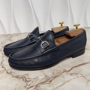 Gucci 1955 Horsebit лофери сині наві замшеві 3576 фото