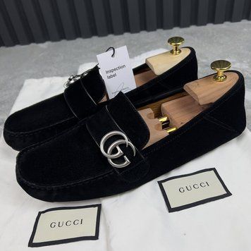 Marmont Double GG Driving Moccasin Black Suede