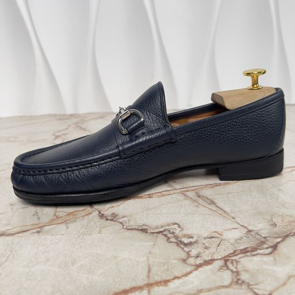 Gucci 1955 Horsebit лофери сині наві замшеві 3576 фото