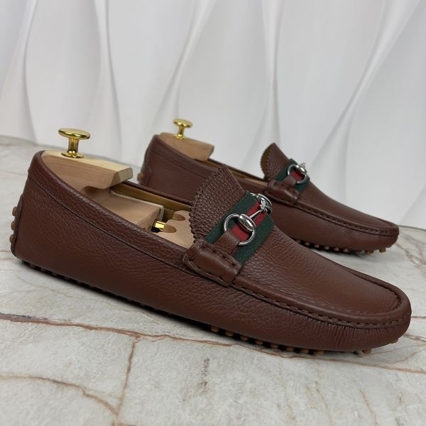 Web Horsebit Driving Moccasin Brown Grain Leather