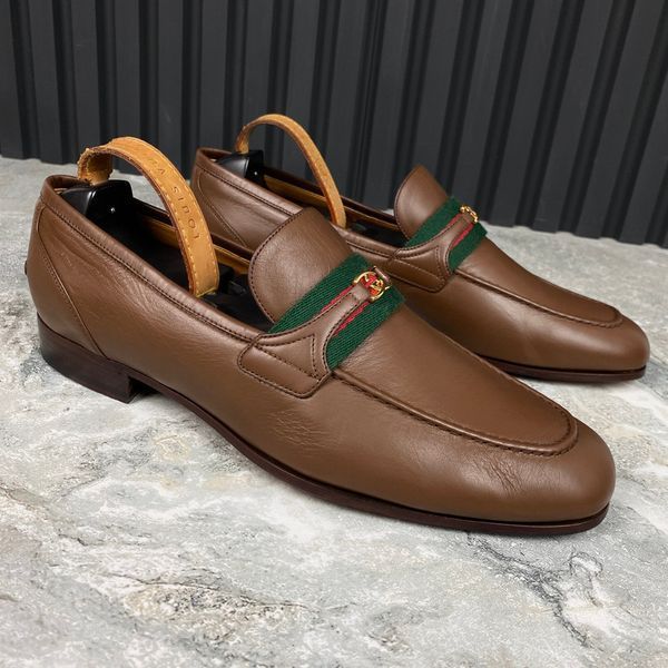 Ha Ha Ha Interlocking G Loafers Brown Leather