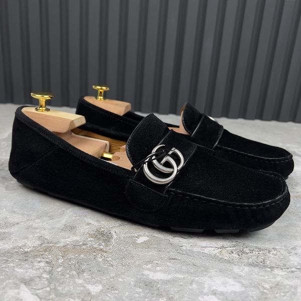 Marmont Double GG Driving Moccasin Black Suede