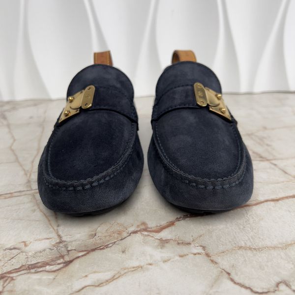 Louis Vuitton Racetrack Driving Moccasin Navy Blue Suede