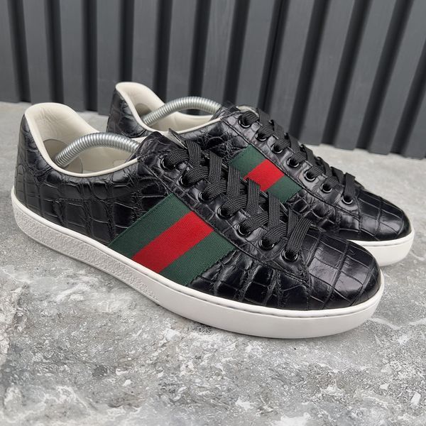 ACE Web Sneakers Black Crocodile Leather