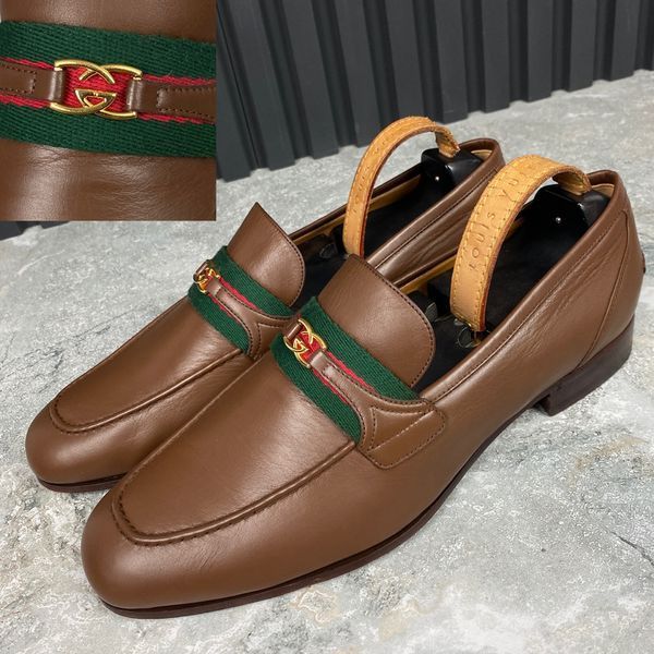 Ha Ha Ha Interlocking G Loafers Brown Leather