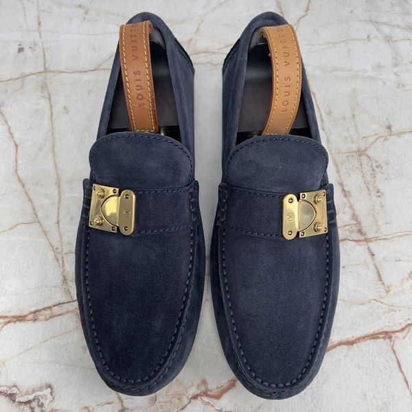 Louis Vuitton Racetrack Driving Moccasin Navy Blue Suede