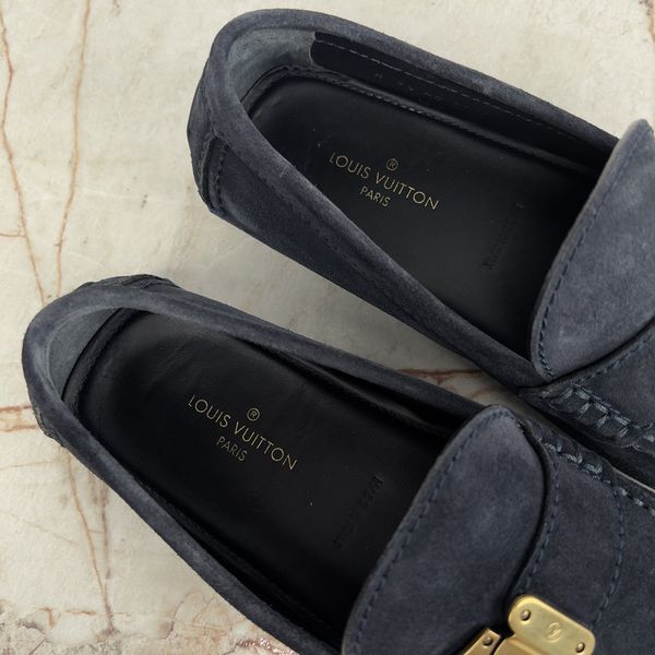 Louis Vuitton Racetrack Driving Moccasin Navy Blue Suede